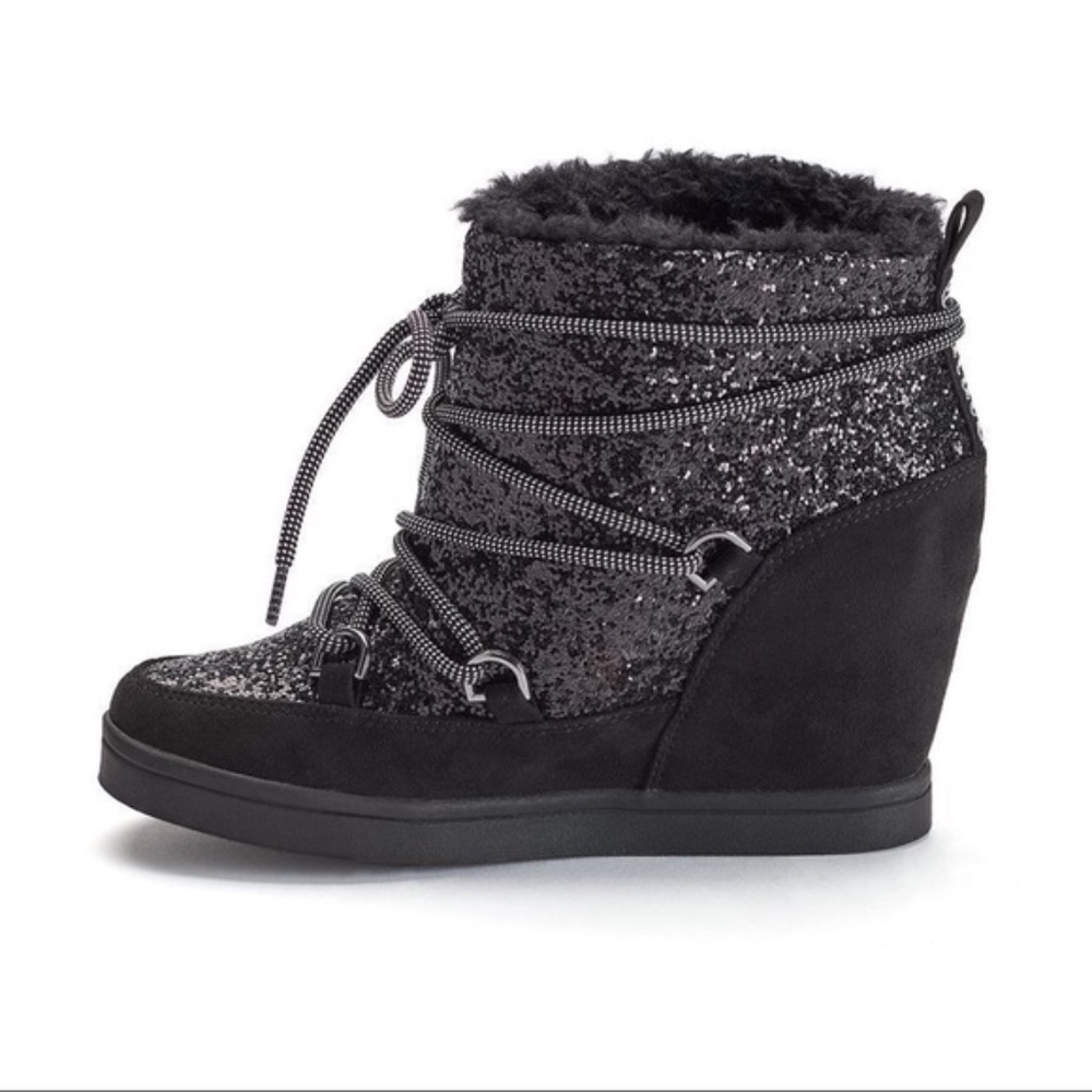 Juicy Couture Ankle Boots Black Glitter 10 NWT - Picture 3 of 5